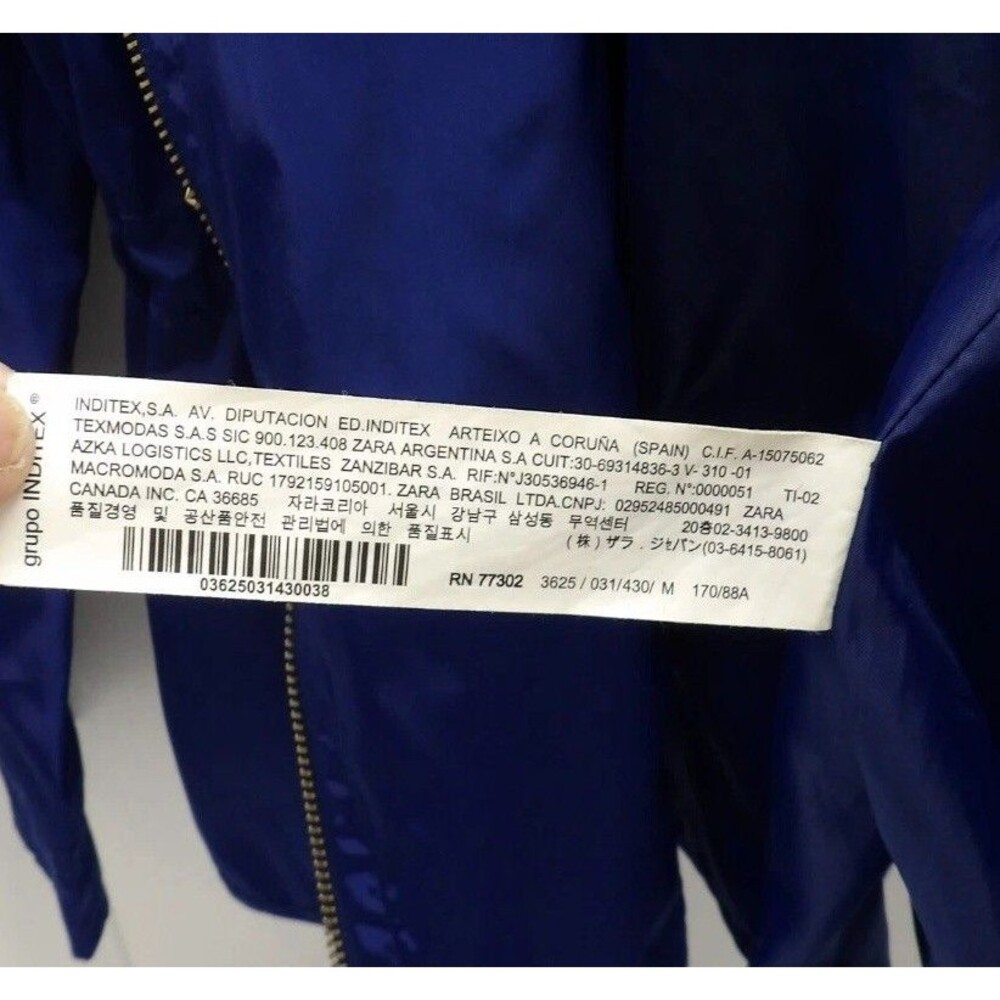 Zara Lightweight Windbreaker Blue Jacket Hood Zipper Snap Buttons Women’s Medium - Picture 8 of 9